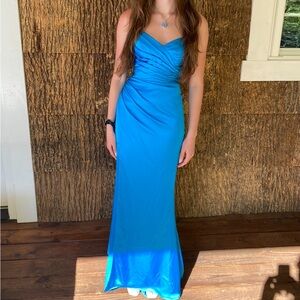 Ashley Lauren prom dress in stunning Cerulean blue. XS